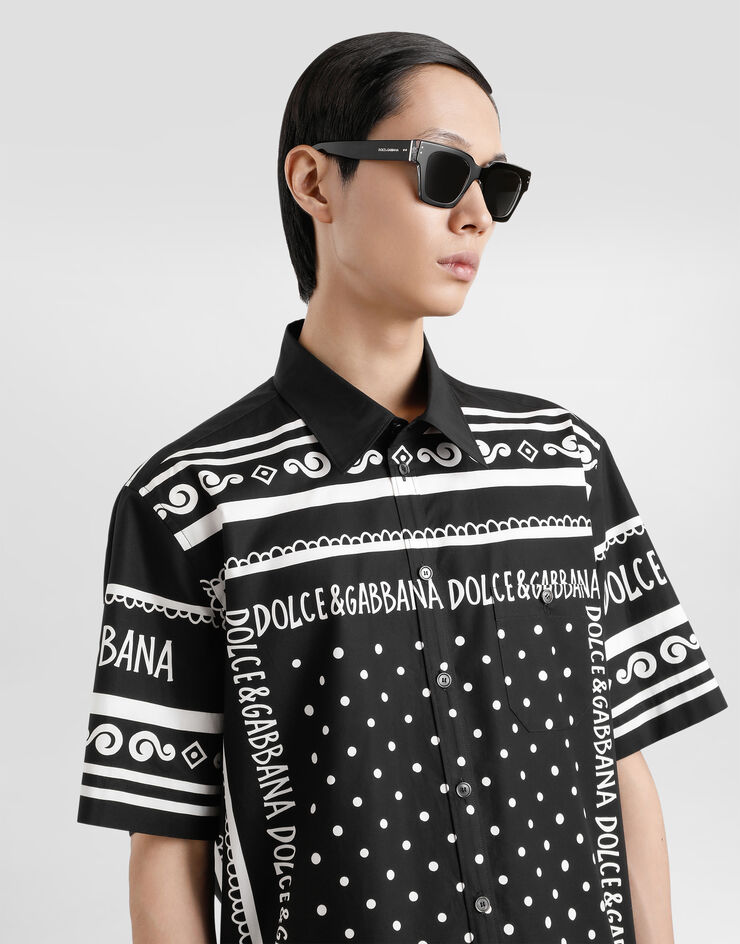 Dolce & Gabbana قميص قطني بطبعة ربطة رأس مطبعة G5LG9TFI5KQ