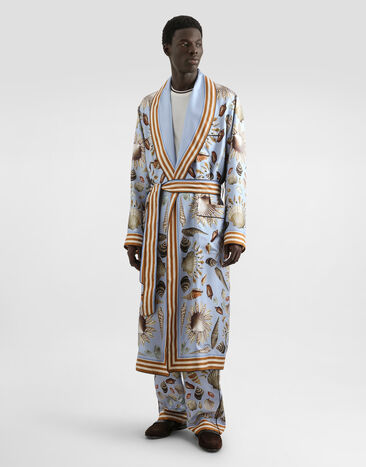Dolce & Gabbana Shell-print silk twill robe Multicolor G031TTHI1ZB