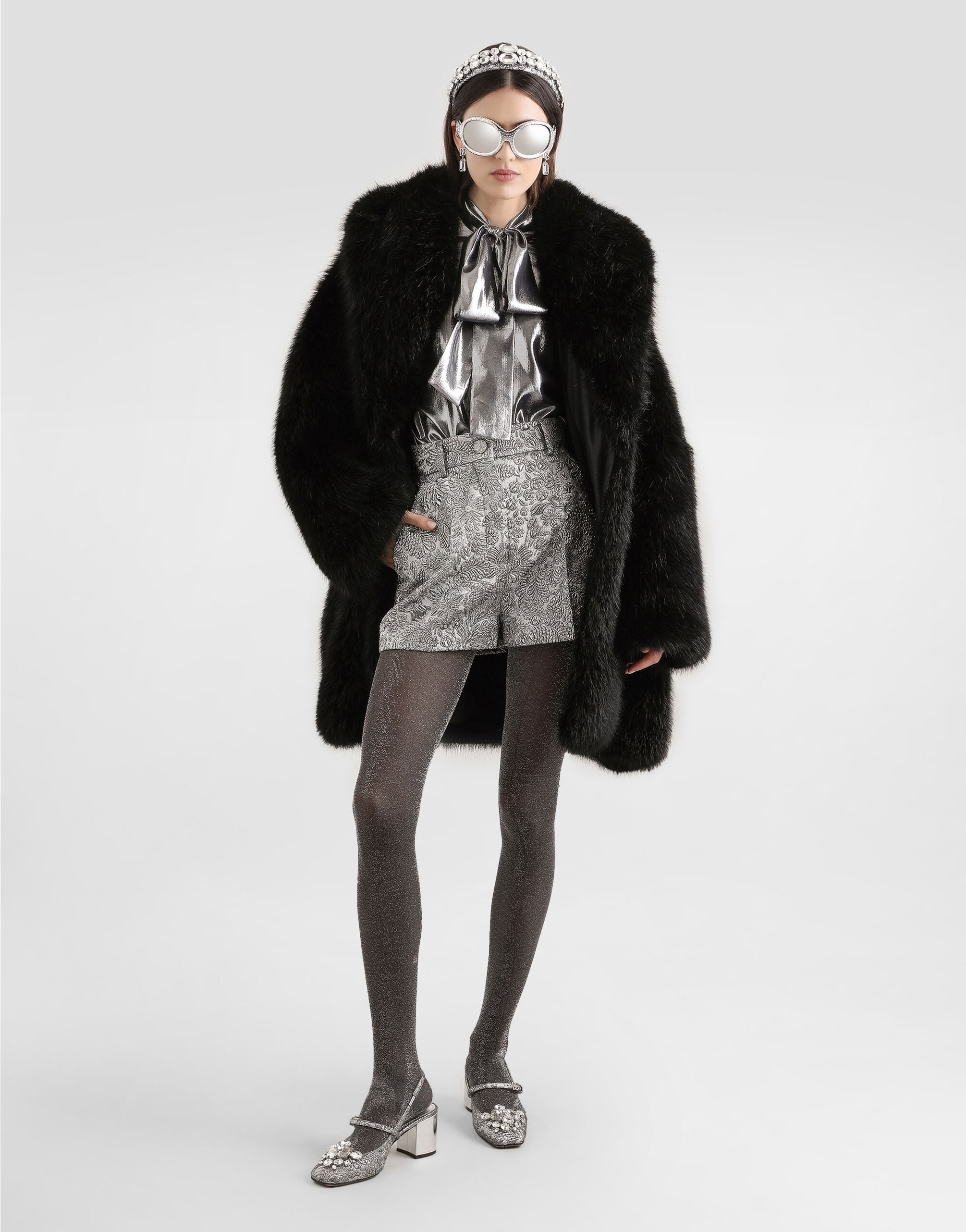 Fur-effect coat in Black for Women | Dolce&Gabbana® US