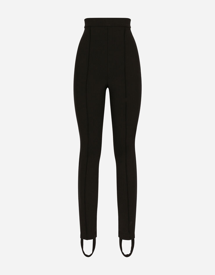 Jersey Milano rib leggings with stirrups in Black for