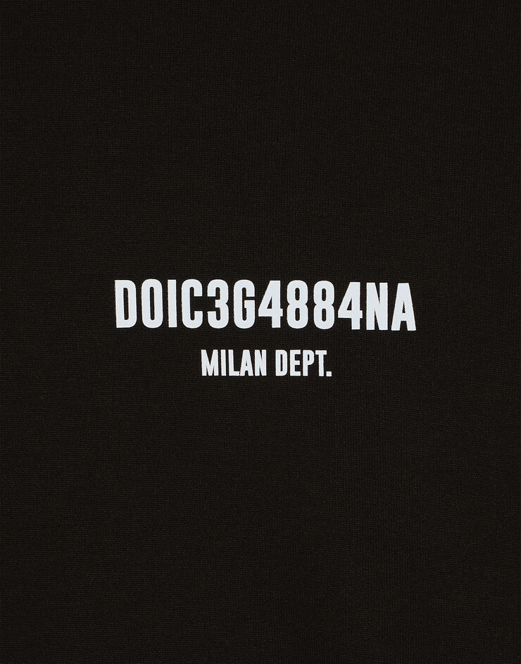 Dolce & Gabbana T-Shirt Baumwolljersey Print und Patch DGVIB3 Schwarz G8PB8TG7K00