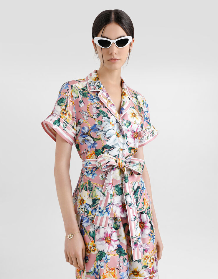 Dolce & Gabbana 花卉印花斜纹睡衣 版画 F5G67THI1W4