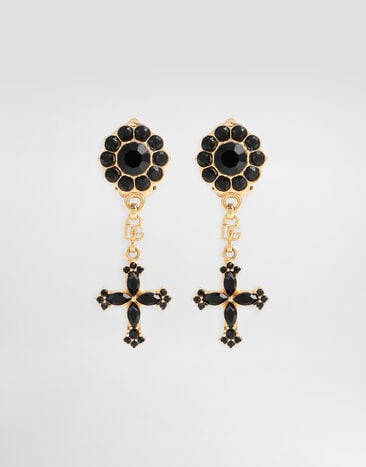 Dolce & Gabbana Cross and rhinestone clip earrings Multicolor WEQ4S2W1111