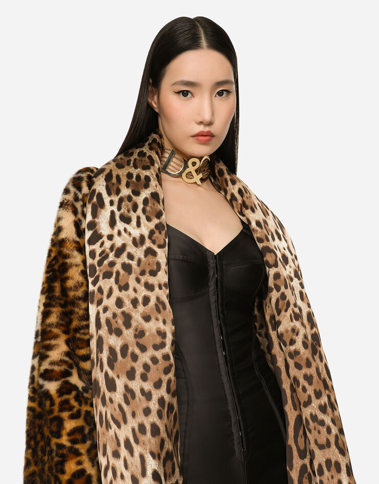 Dolce & Gabbana KIM DOLCE&GABBANA Faux fur cape with leopard print Animal Print F0C4YFFUPU8