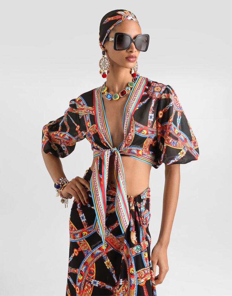 Dolce & Gabbana Top in batista stampa carretto Multicolore F7BR0TGDDTB