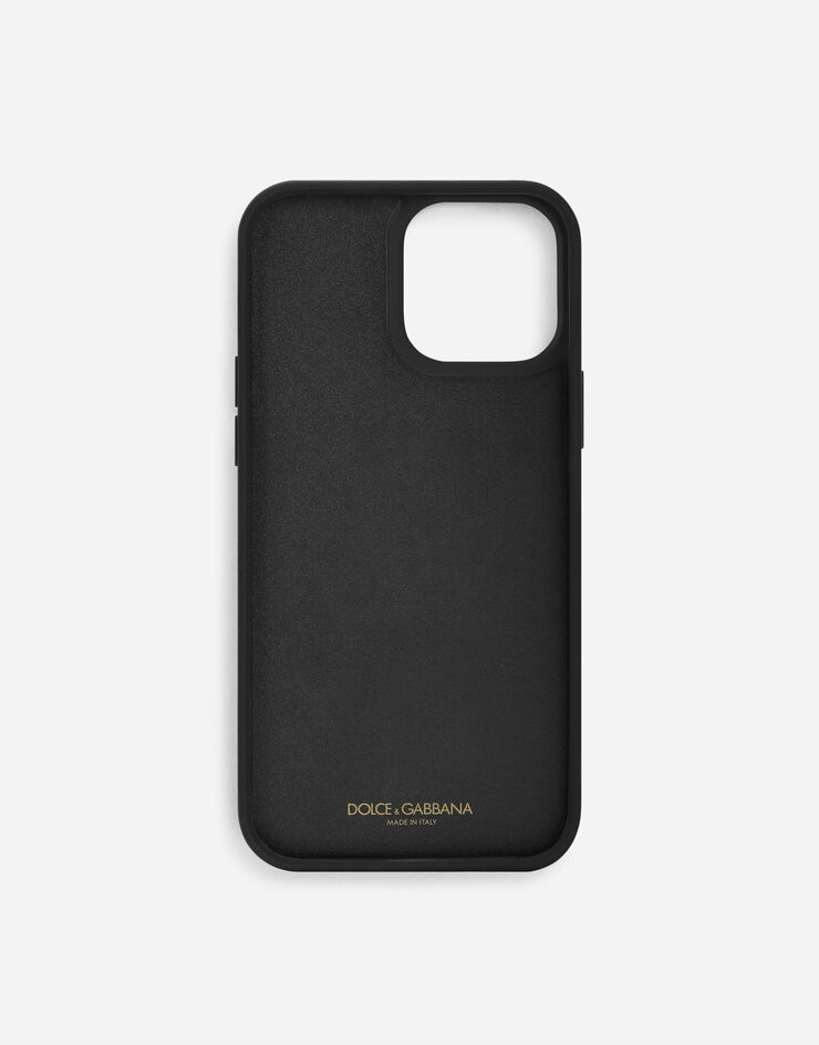 Dolce & Gabbana Calfskin iPhone 13 Pro Max cover with logo tag Black BP3136AG219
