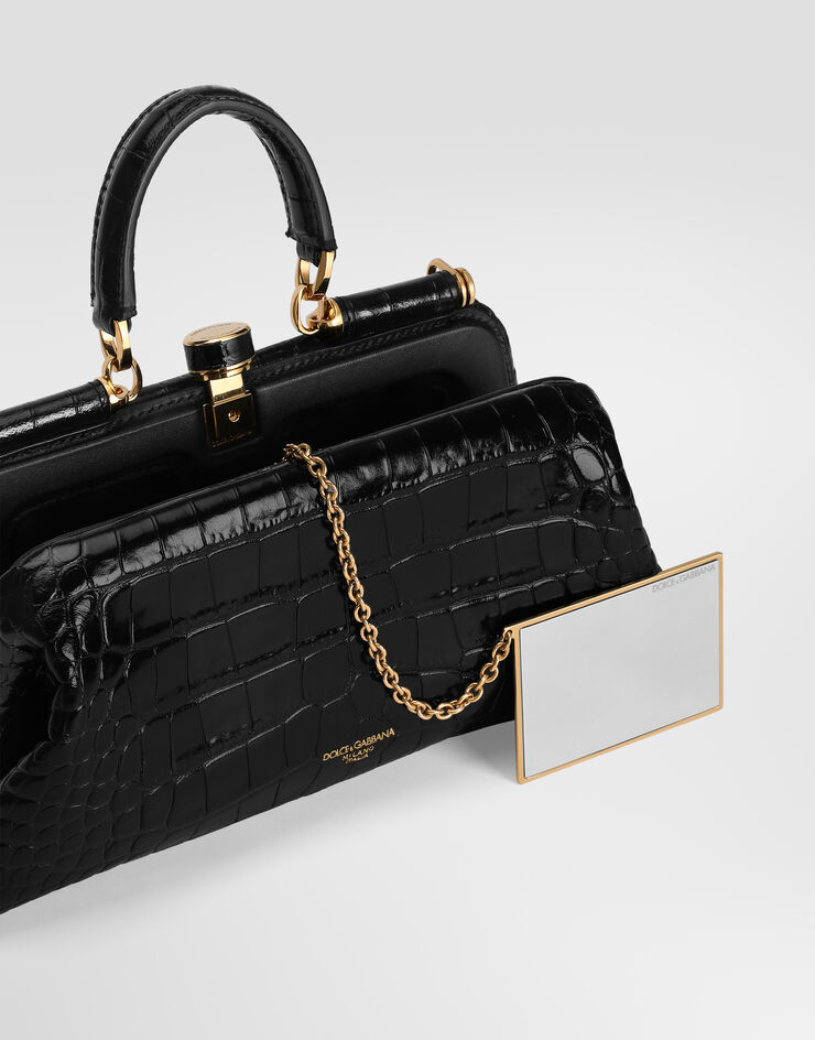 Dolce & Gabbana 핸드백 Grandma 미디엄 앨리게이터 가죽 소재 블랙 BB7986B2EN0
