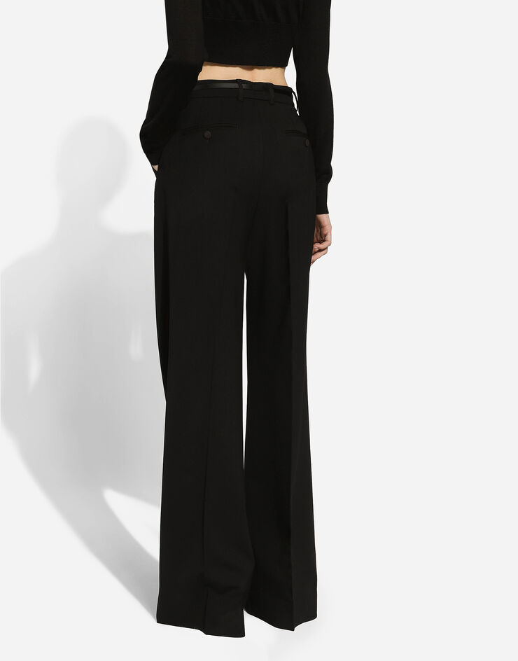 Dolce & Gabbana Pantalon palazzo en sergé Noir FTCP1TFUBGC