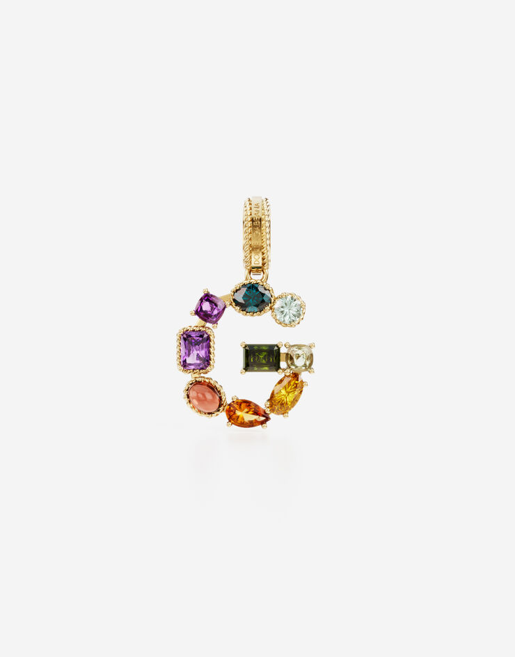 Dolce & Gabbana Подвеска в форме буквы G Rainbow alphabet из желтого золота 18 карат с разноцветными камнями ЗОЛОТОЙ WANR2GWMIXG