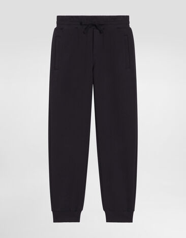 Dolce & Gabbana Fleece trousers with logo plate Blue L4JPT0G7P1V