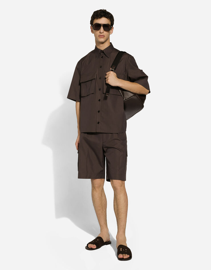Dolce & Gabbana Poplin shorts with side pockets Brown GP092ZFU5SW