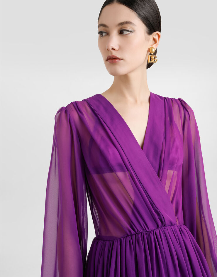 Dolce & Gabbana クロス パターン シフォン ドレス Purple F6CNUTFU1AT