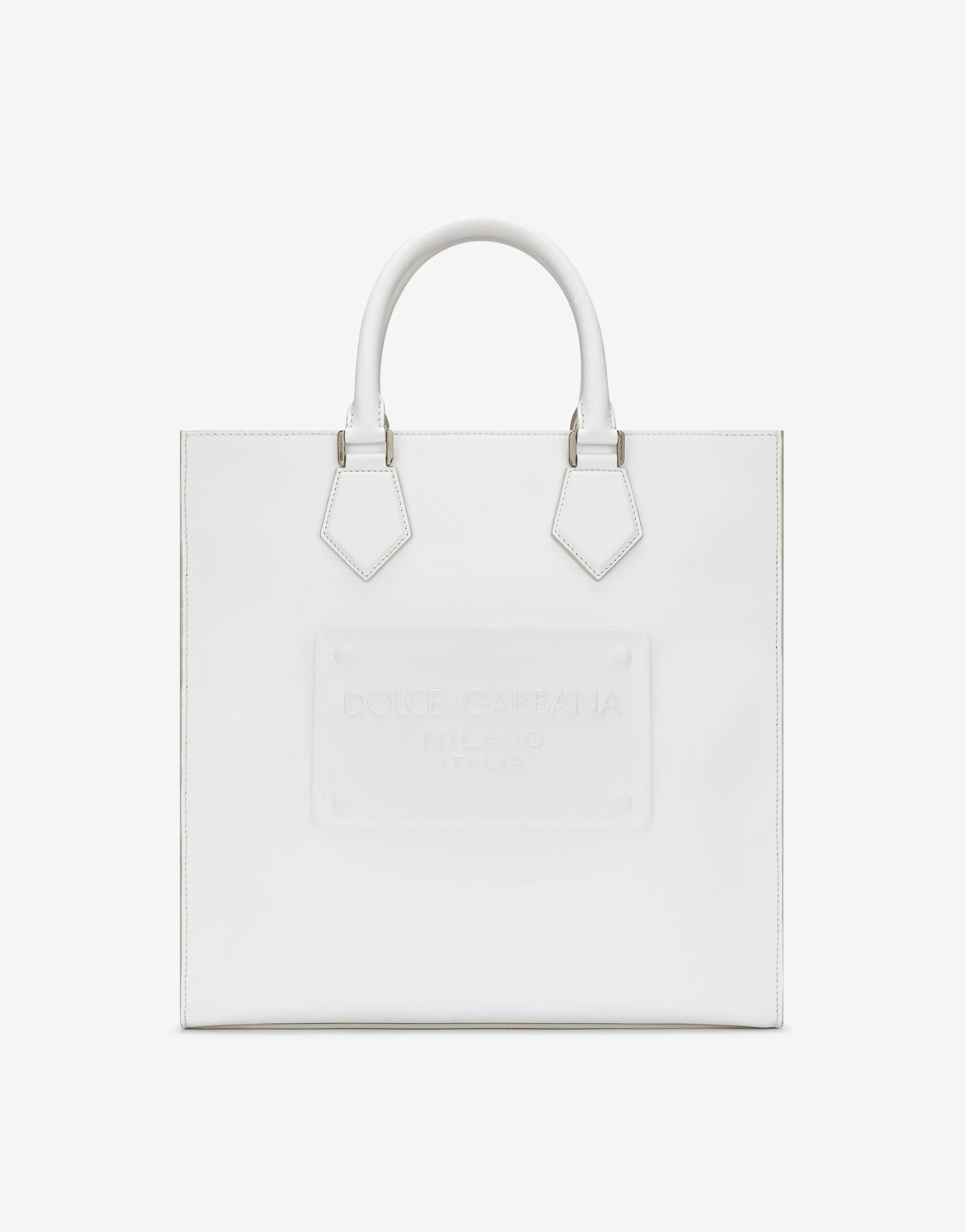 Dolce & Gabbana Calfskin tote bag with raised logo 화이트 CS1735AN990