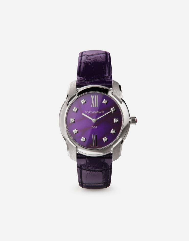 Dolce & Gabbana Montre DG7 en acier avec sugilites et diamants Violet WWFE2SXSFSA