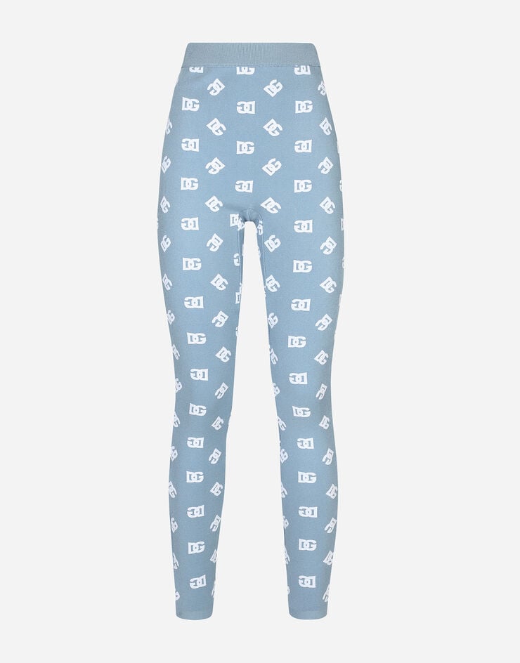 Dolce & Gabbana Leggings de viscosa con logotipo DG en jacquard Azul Claro FXI13TJFMGT