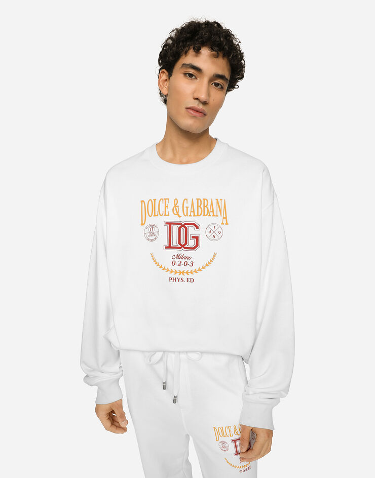 Dolce&Gabbana Свитшот из джерси с принтом логотипа DG белый G9AHSTG7J6A
