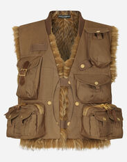 Dolce&Gabbana Cotton vest with large pockets Black F6DKITFU1AT