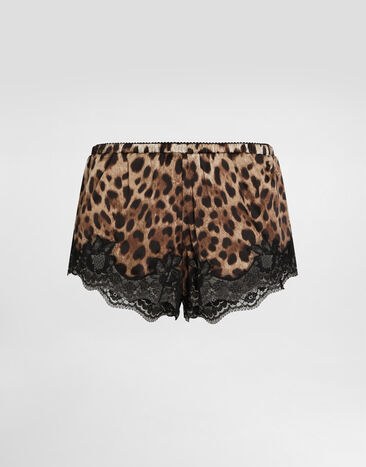 Dolce & Gabbana Leopard-print satin lingerie shorts with lace detailing Multicolor O3A02TFSAXY