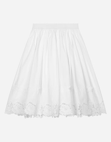 Dolce & Gabbana Poplin and macramé lace skirt White L55I26FU5GK