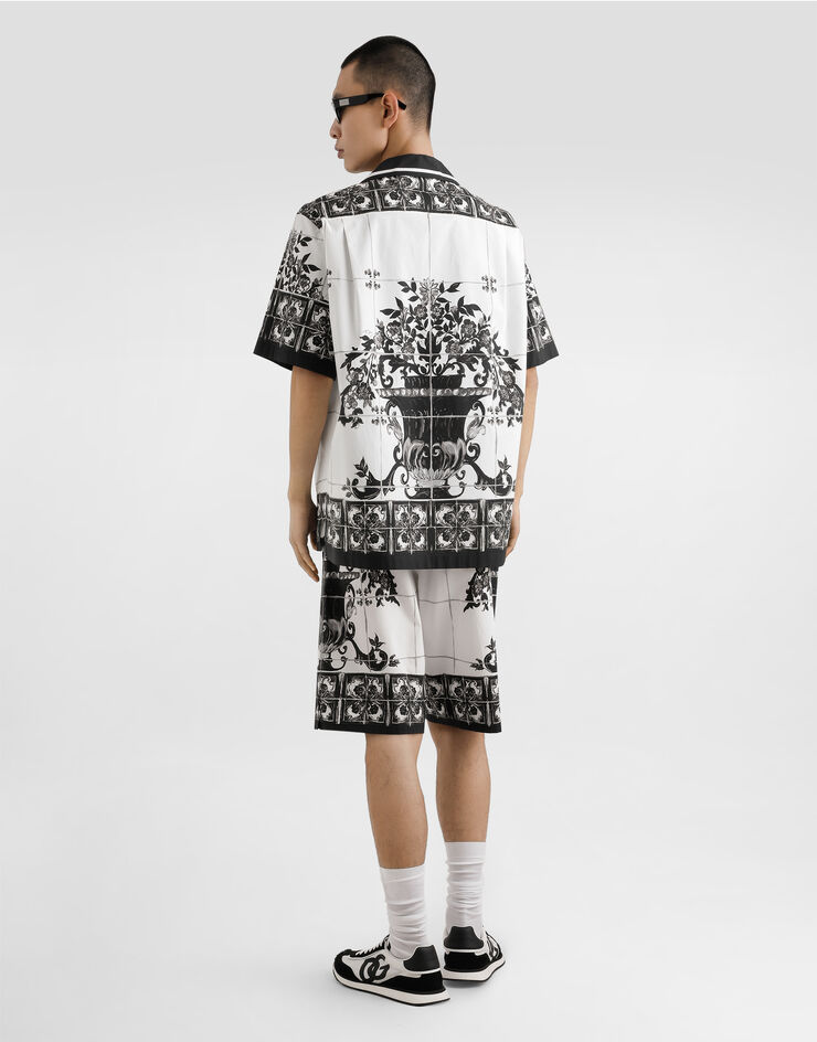 Dolce & Gabbana Hose aus Popeline mit Majolika-Print Mehrfarbig GV37ATHH5EC