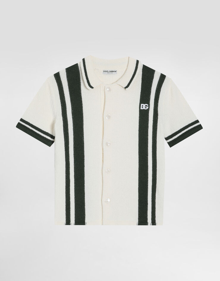 Dolce & Gabbana Knitted shirt with intarsia Multicolor L4KWG9JGMFD