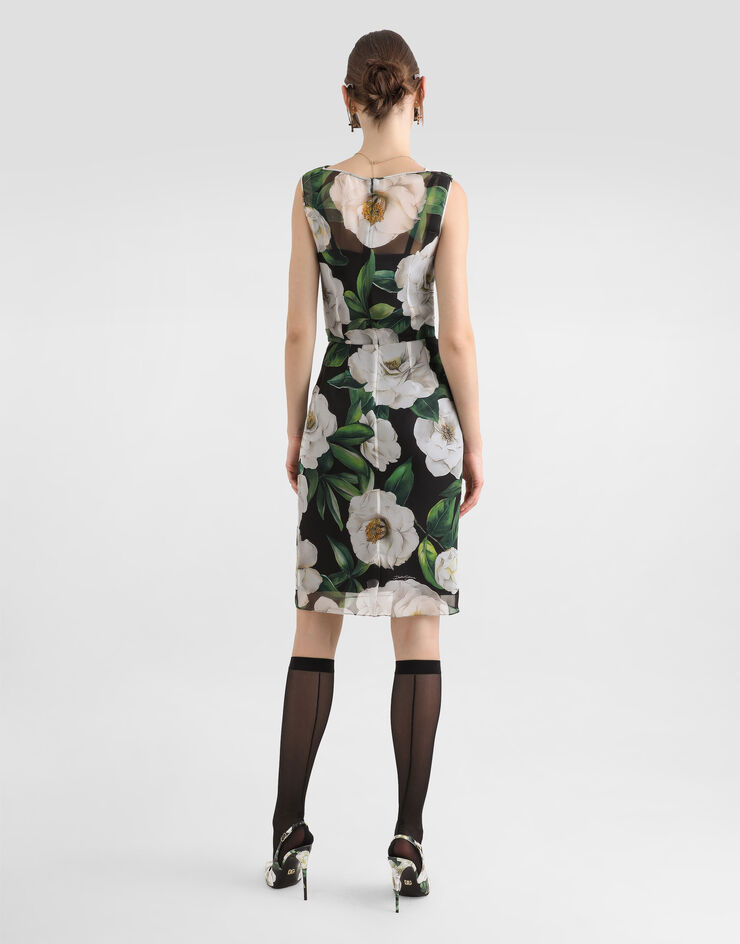 Dolce & Gabbana فستان ميدي شيفون بطبعة غاردينيا مطبعة F6TLBTIS1XD