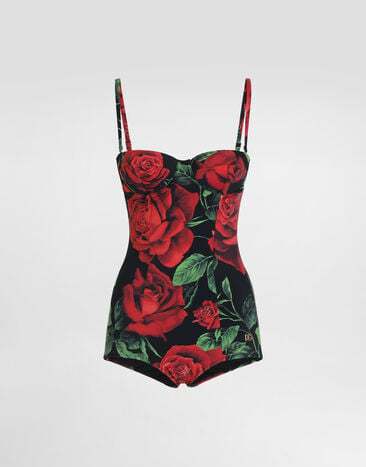 Dolce & Gabbana Rose-print balconette one-piece swimsuit Multicolor O9A13JON0FR