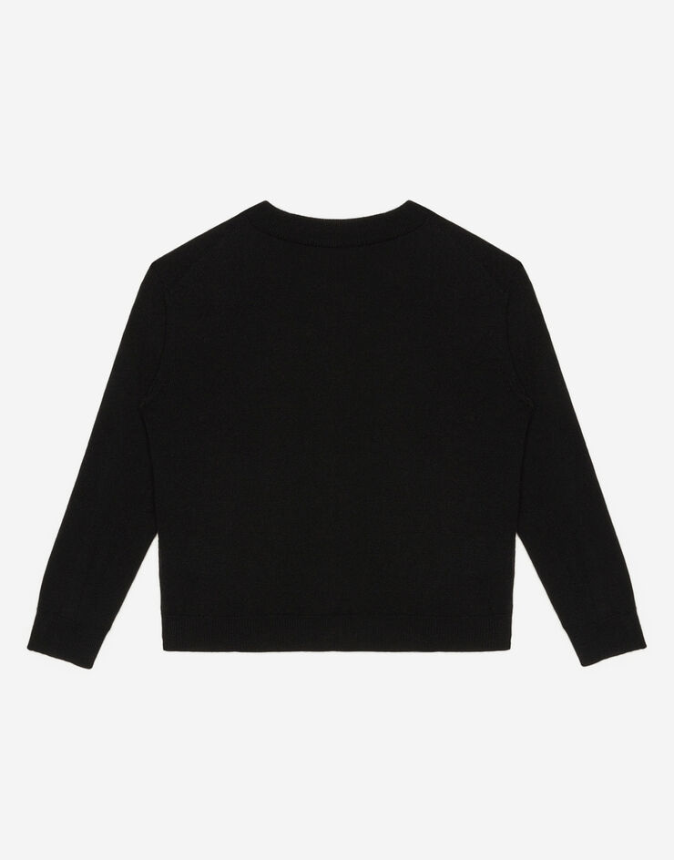 Dolce & Gabbana Cashmere round-neck pullover with Heritage embroidery BLACK L4KW22JAVUV