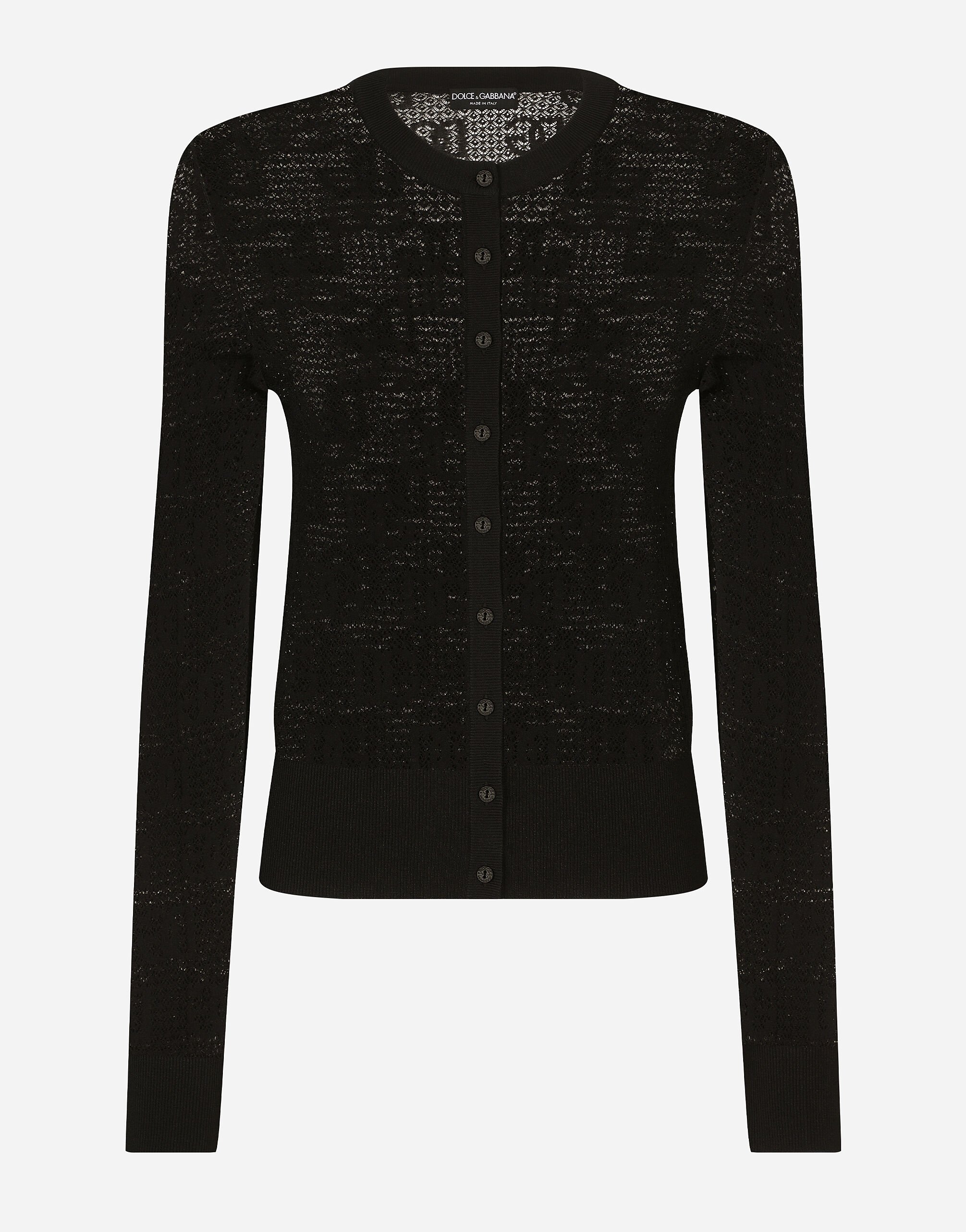 Dolce & Gabbana Viscose cardigan with all-over DG logo Black FXI48TJAIL1