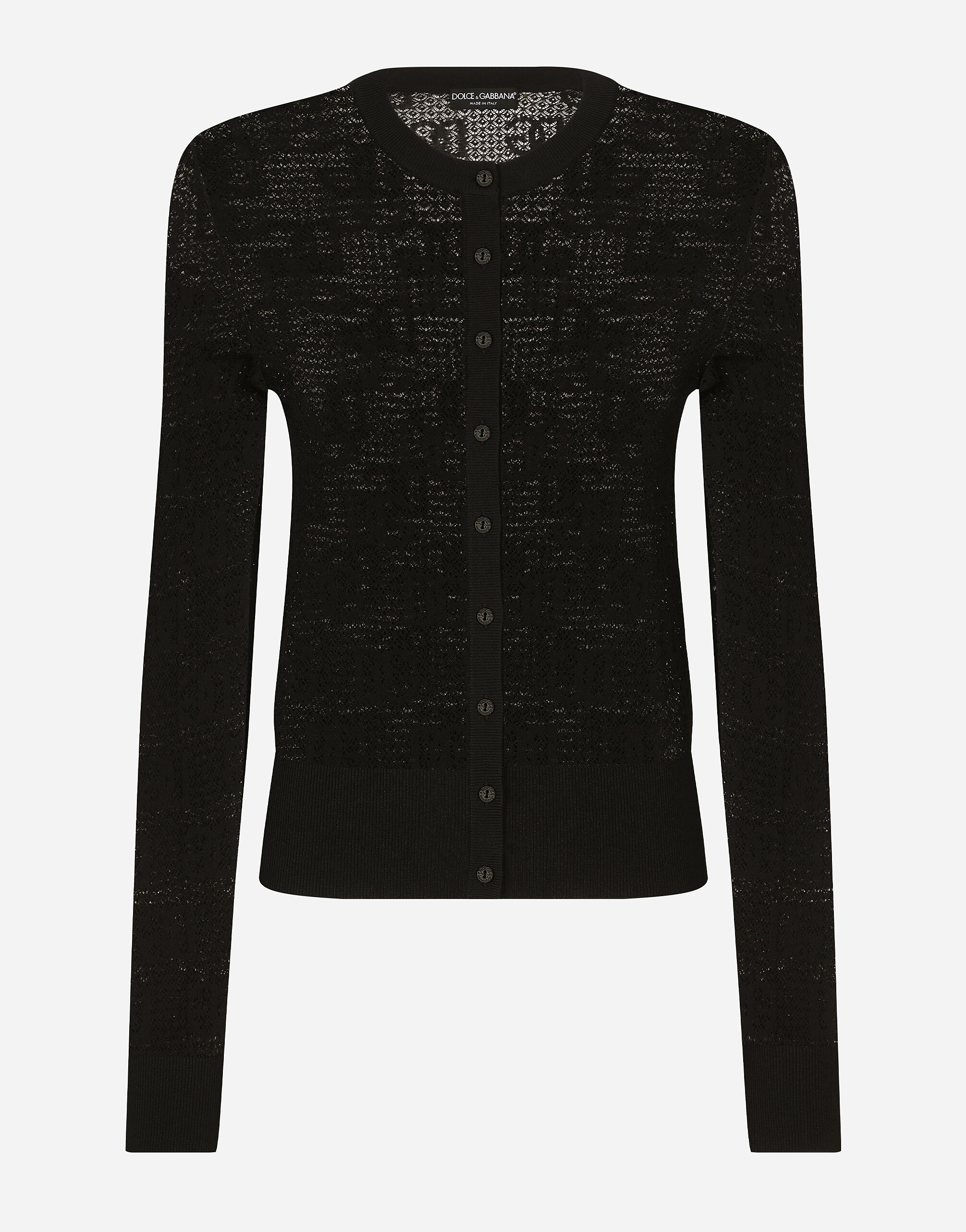 Dolce & Gabbana Viscose cardigan with all-over DG logo Black FXV15ZJFMBC