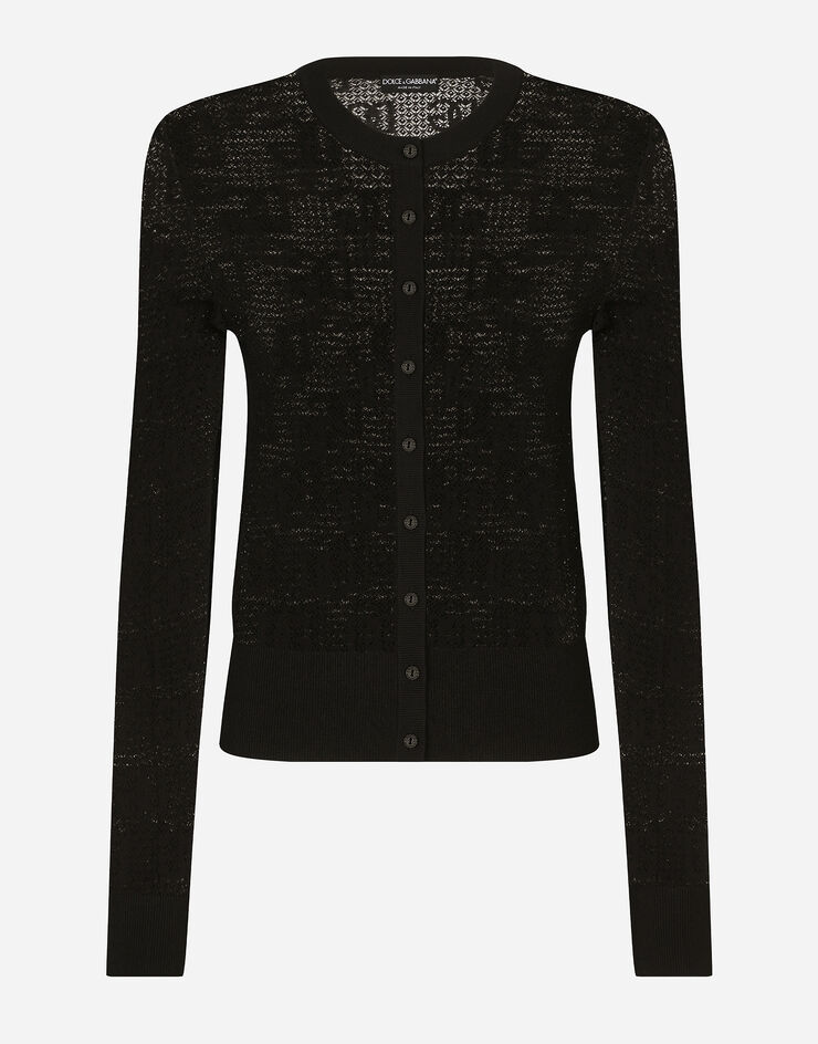 Dolce & Gabbana Viscose cardigan with all-over DG logo Black FXI48TJAIL1
