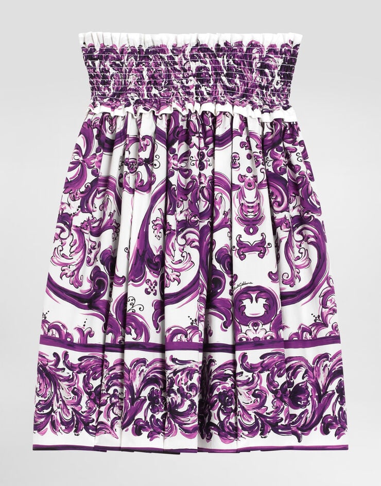 Dolce & Gabbana Rock aus Baumwollpopeline mit Majolika-Print Multicolor L55I64FI5JG