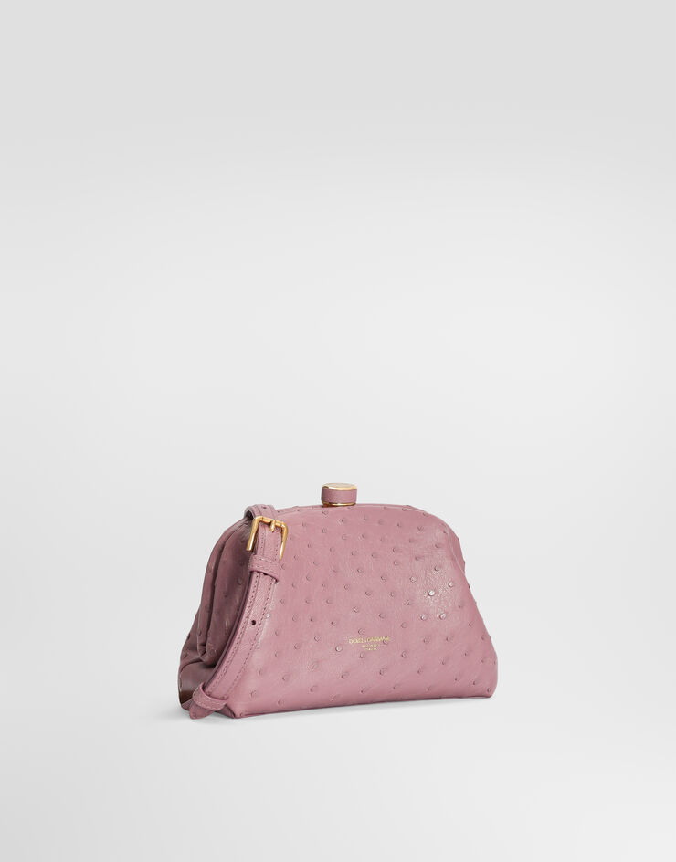 Dolce & Gabbana حقيبة يد Grandma Mini من جلد نعام وردي BB7993B8G31