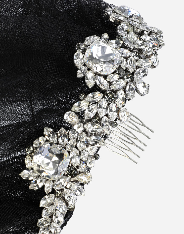 Dolce & Gabbana Diadema in strass con velo in tulle Argento WHO2N3W1111
