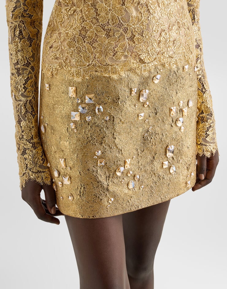 Dolce & Gabbana Jacquard skirt with embroidery Dolce & Gabbana Jacquard skirt with embroidery Multicolor F4DE8ZGDD0V