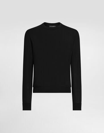Dolce & Gabbana Jersey de seda con cuello redondo Negro GXX02ZJBSLV