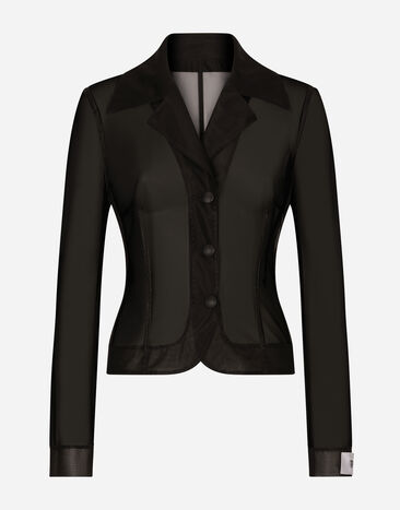 Dolce&Gabbana Single-breasted marquisette Dolce jacket Black F4CLKTFU8BM