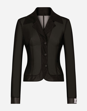 Dolce & Gabbana Chaqueta Dolce de botonadura sencilla en marquisette Negro F26R2TOUADW