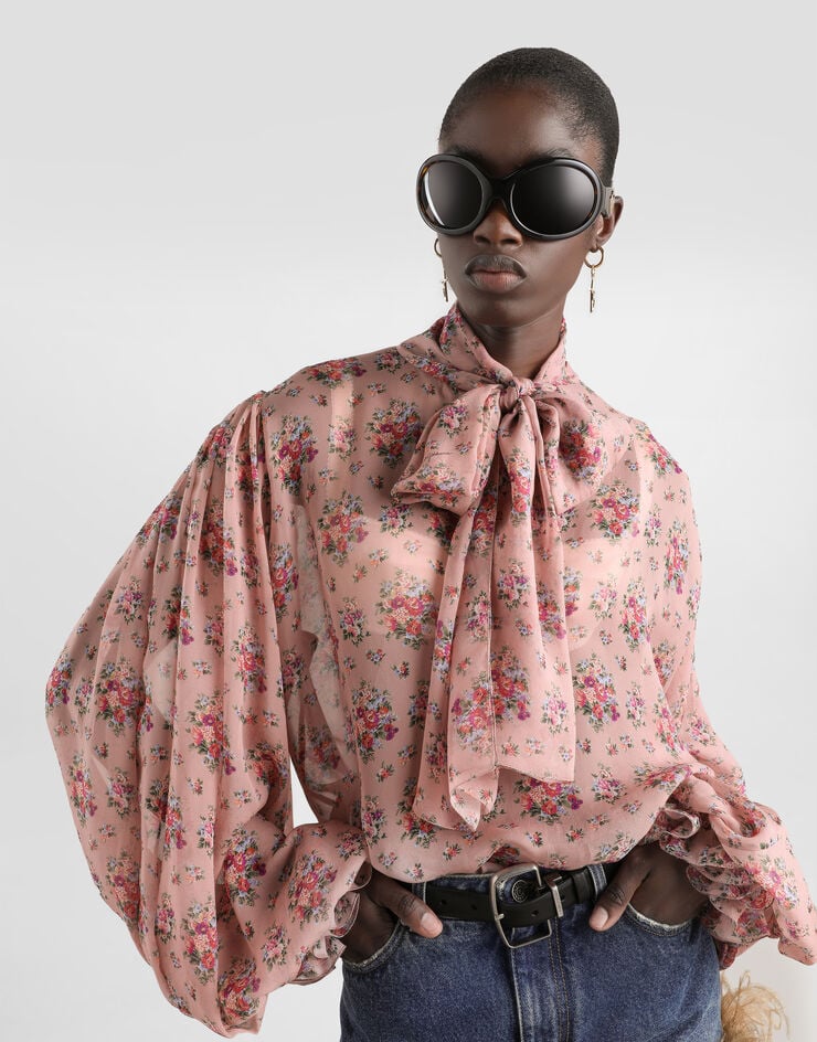 Dolce & Gabbana Small flower bouquets-print chiffon top Dolce & Gabbana Small flower bouquets-print chiffon top Multicolor F7BL0TIS10F