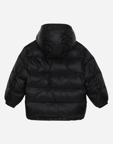 DolceGabbanaSpa Nylon down jacket with hood and logo tag Black L4JB6FG7KZ9