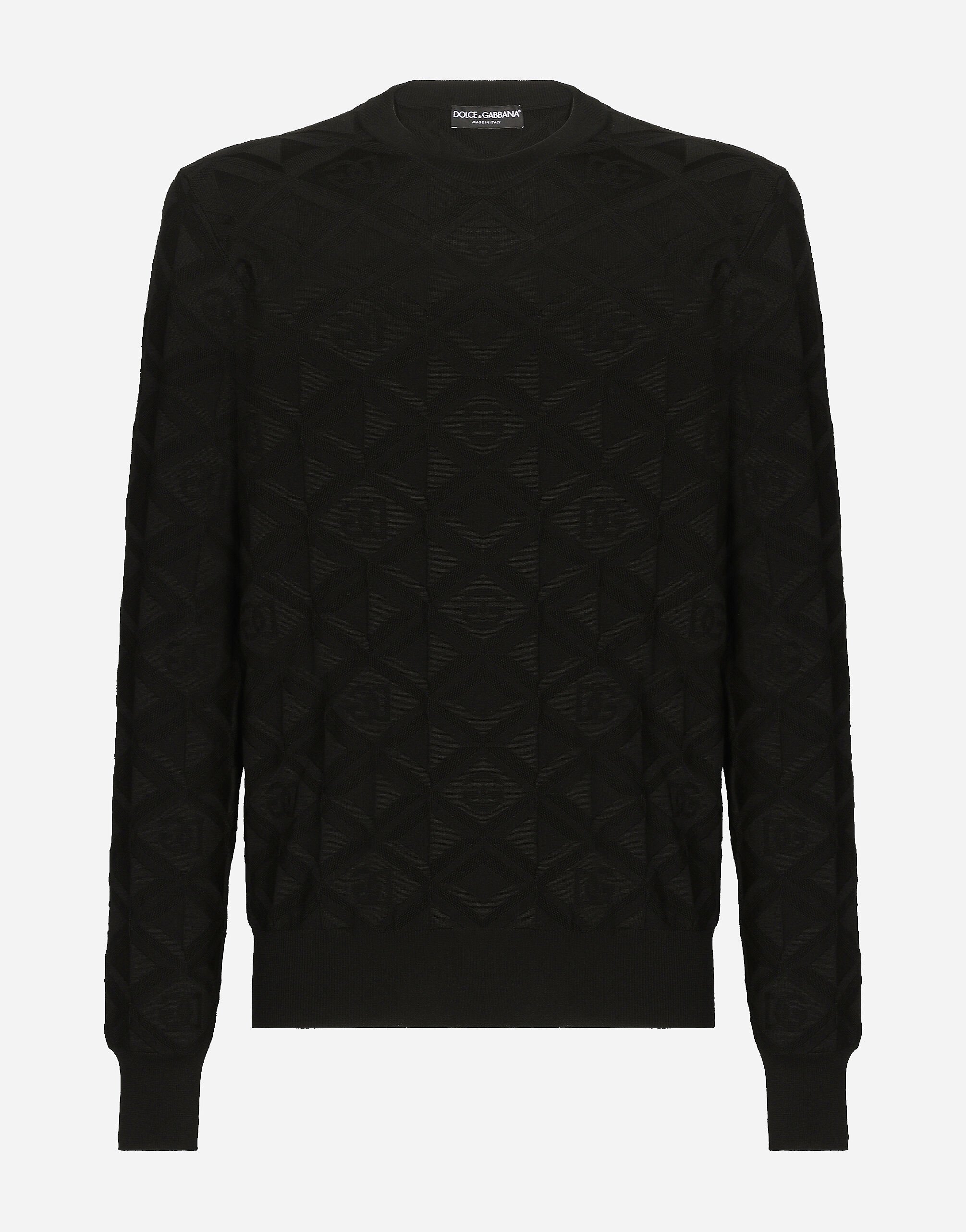 Dolce & Gabbana 3D silk jacquard round-neck sweater Black GXL30TJAWM9
