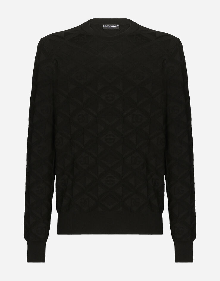 Dolce & Gabbana 3D silk jacquard round-neck sweater Black GXM52TJASY1