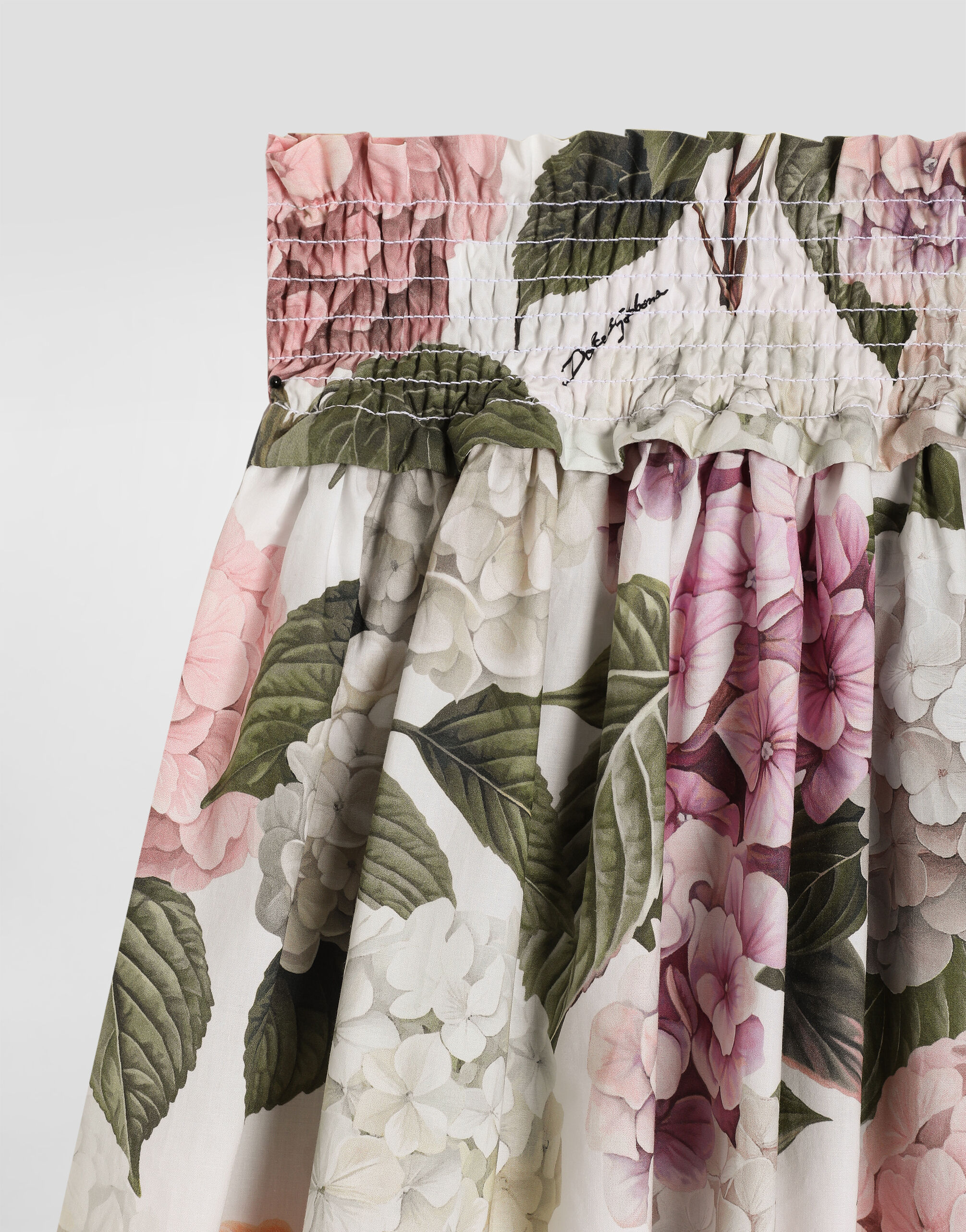 Hydrangea-print poplin skirt in Multicolor for Girls | Dolce&Gabbana®
