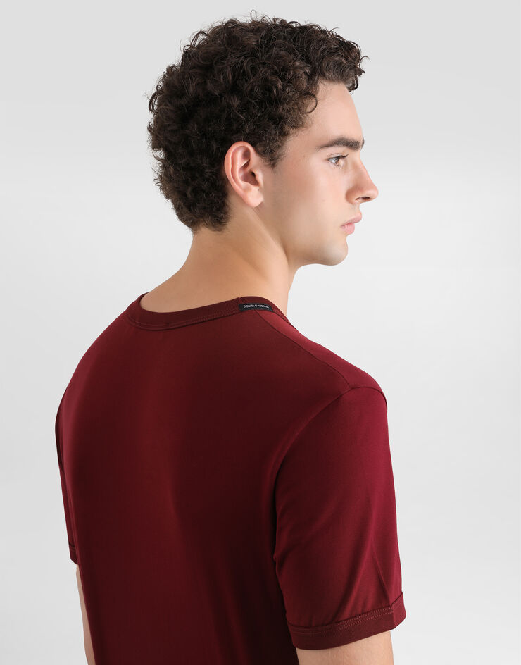 Dolce & Gabbana Cotton t-shirt with heraldic patch Bordeaux G8PV1ZG7PJ5