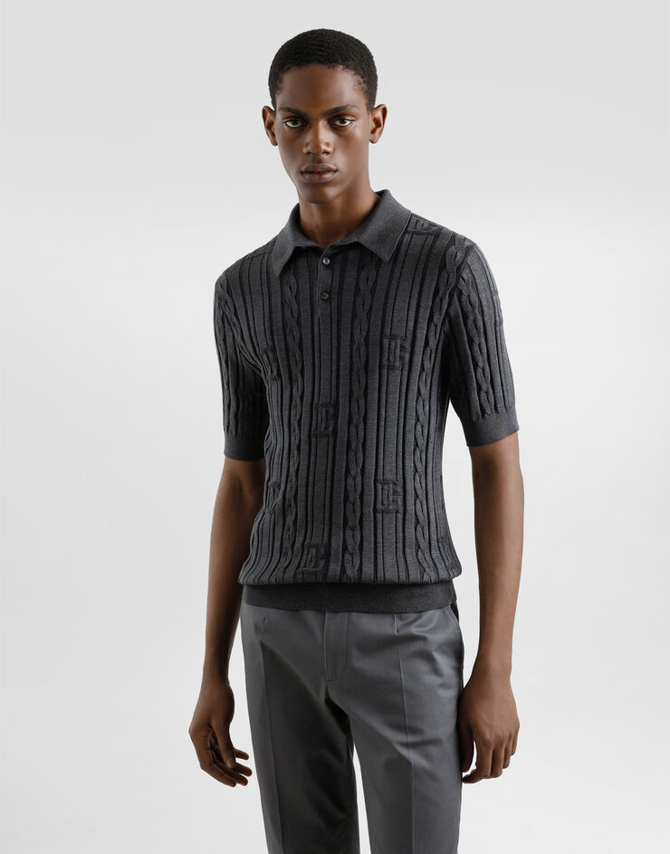 Dolce & Gabbana Polo de seda y algodón Gris GXZ02TJFMKS