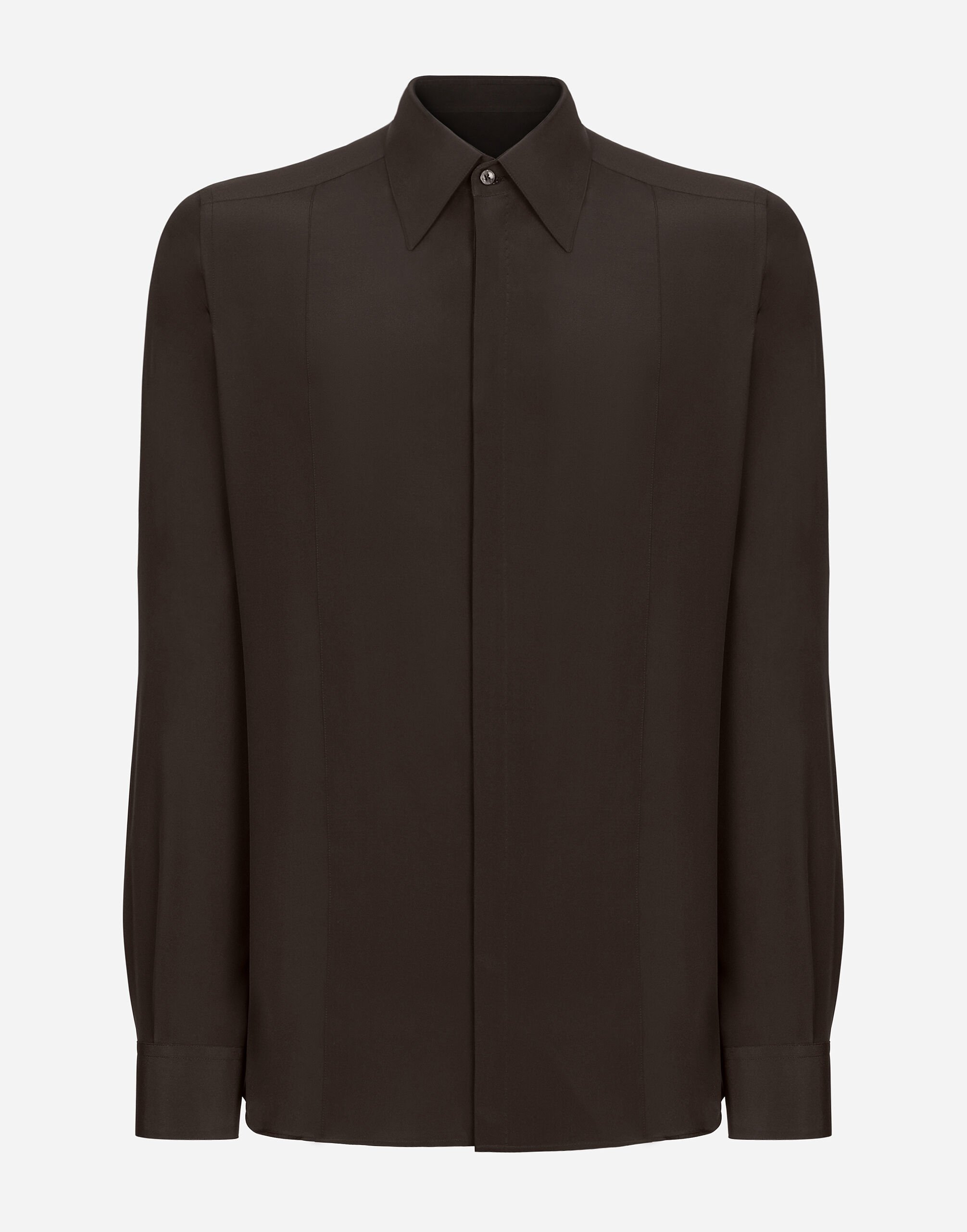 Dolce & Gabbana Silk Martini-fit shirt with shirt front Print G5IX8THS5RU
