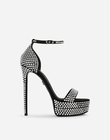 Dolce & Gabbana Sandalia de plataforma de raso y strass termoadhesivo Multicolor CR1421AD479