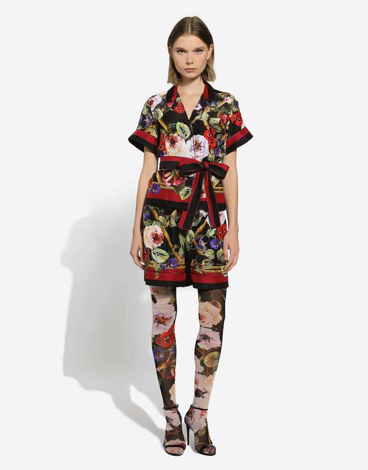 Dolce & Gabbana Camicia pigiama in twill stampa roseto Stampa F5G67THI1RF