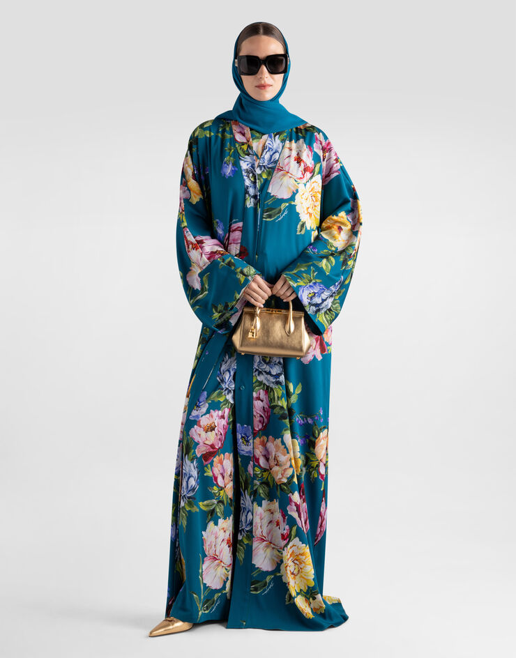 Dolce & Gabbana Peony-print charmeuse top Multicolor I7S22WFSA8R