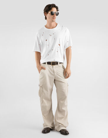 Dolce & Gabbana Distressed cotton t-shirt White G8PN9TG7PYO